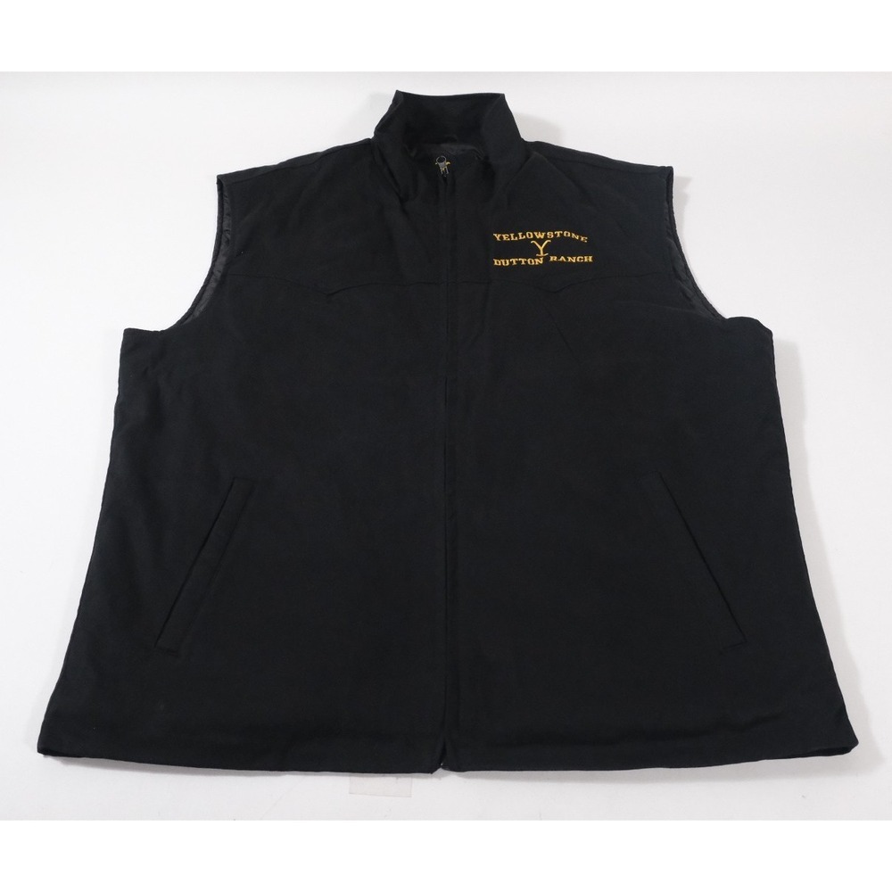 Yellowstone Vest Mens XL Black Dutton Ranch Full Zip Western Quilted Canvas Logo